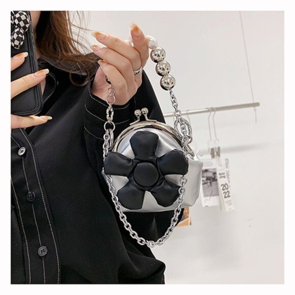 Handbags - 3D Flower Mini Kiss Lock Statement Purse/Multiple colors available
